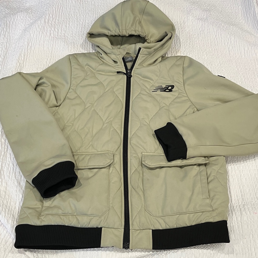 New Balance Youth Olive Quilted Hooded Jacket